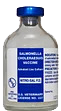 Glass bottle with bright blue label for Nitro-Sal FD swine vaccine.